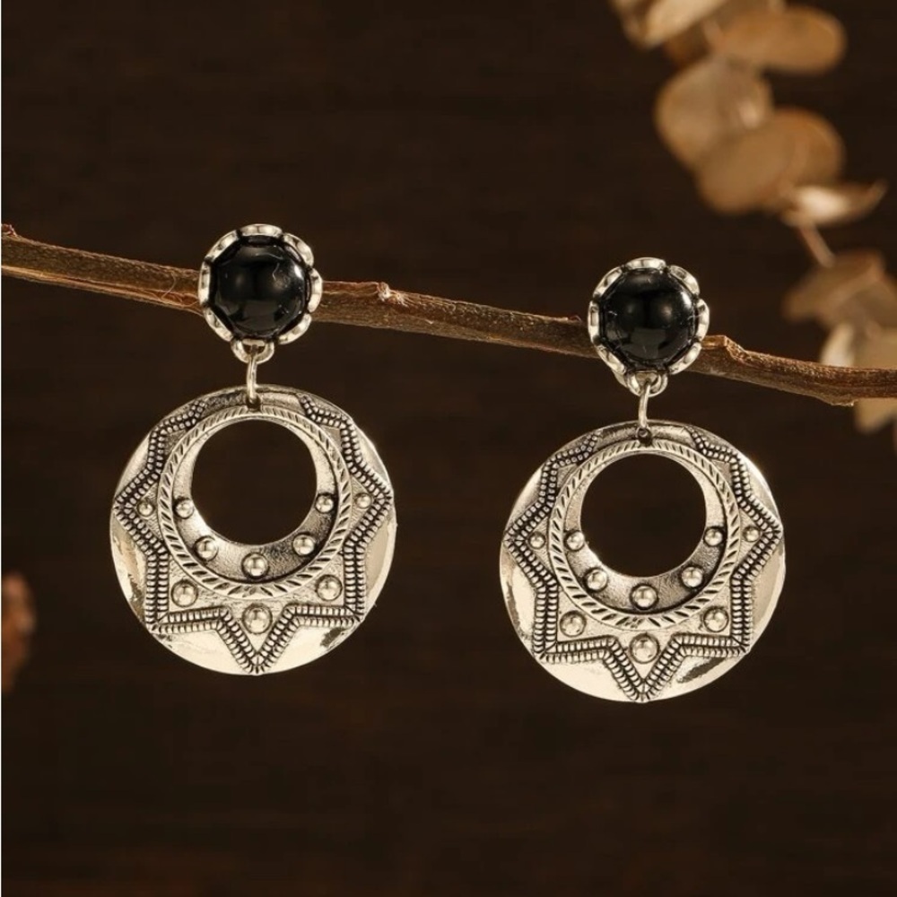 Round Dangle Drop Decor Earrings